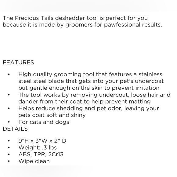 🆕 Dog Deshedder Grooming Tool by Precious Tails - Picture 10 of 11